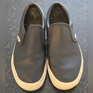 Black Leather Vans size 8 perforated leather look